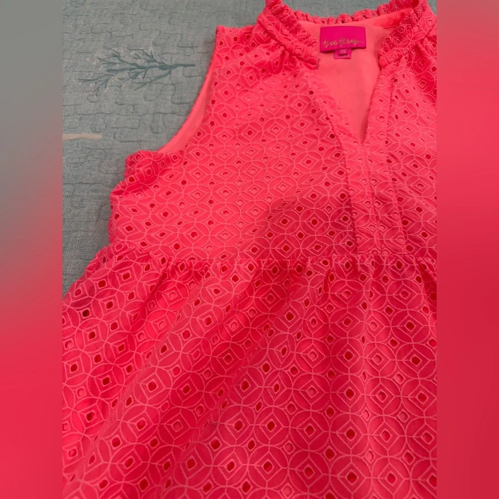 Lilly Pulitzer Novella Coral Sleeveless Eyelet Dress M - Picture 16 of 16